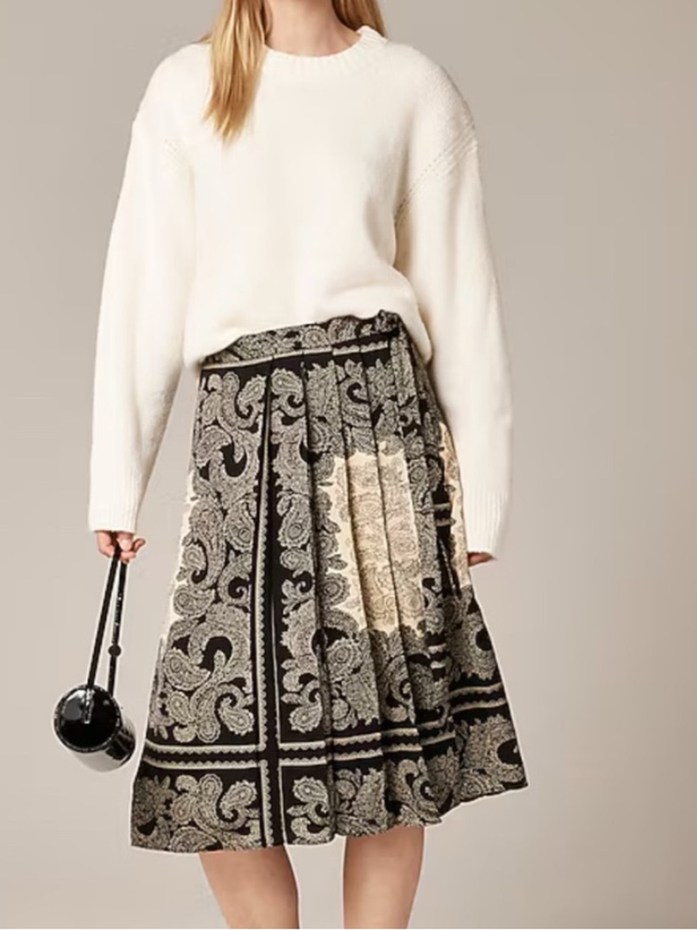 J Crew Pleated wrap skirt in paisley scarf print 4